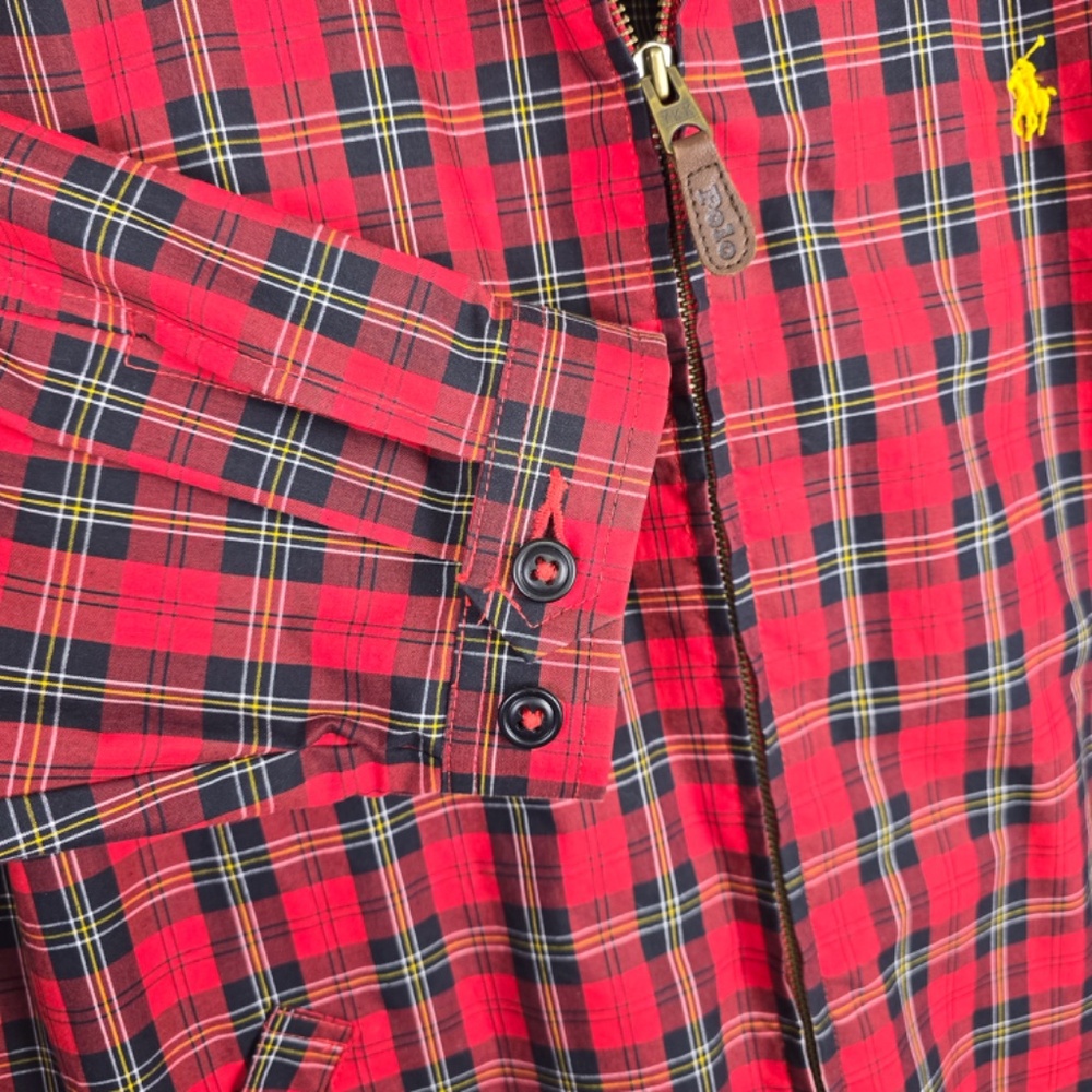 VTG Polo Ralph Lauren Red Tartan Plaid Harrington Lightweight Jacket XL - Picture 4 of 11
